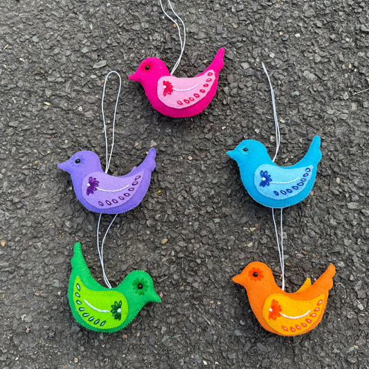 Handmade Easter Felt Bird Ornaments – Personalized & Hand-Embroidered Spring Decor